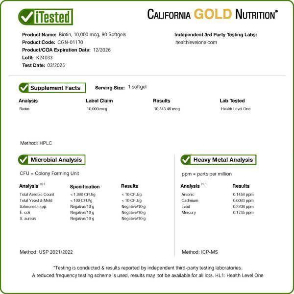 California Gold Nutrition Biotin 10,000 мкг 90 капсул CGN-01170 фото