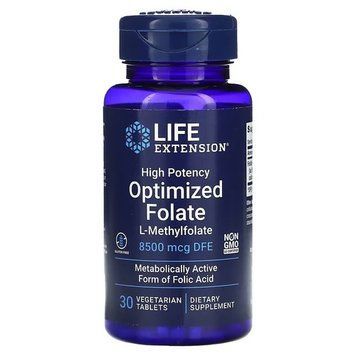 Life Extension High Potency Optimized Folate 8,500 mcg DFE 30 таблеток (08.2026) LEX-19133 фото
