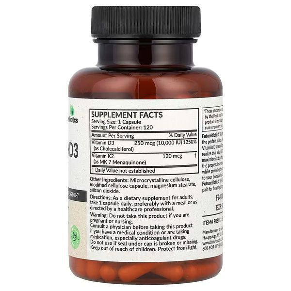 Futurebiotics Vitamin K2 + D3 10.000IU/120mcg Extra Strength 120 капсул FBS-50133 фото
