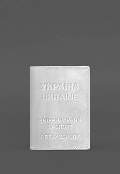 Шкіряна обкладинка на ветеринарний паспорт 2.0 біла BN-OP-35-light фото