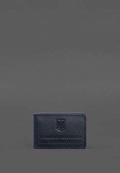 Шкіряна обкладинка на посвідчення ДСНС з кишенею синя BN-OP-14-1-navy-blue фото