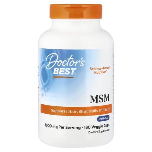 Doctor's Best MSM with OptiMSM 3,000 mg 180 вегетаріанських капсул Doctor's Best купити в Україні